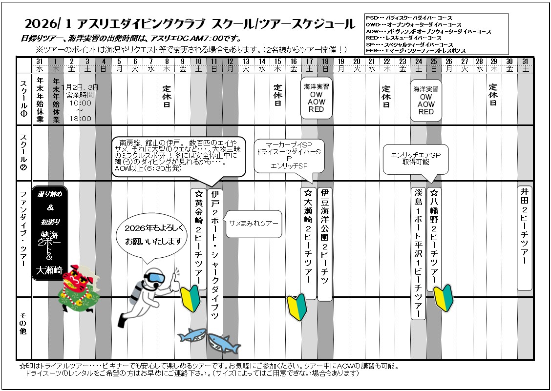 2026年1月 ツアースケジュール